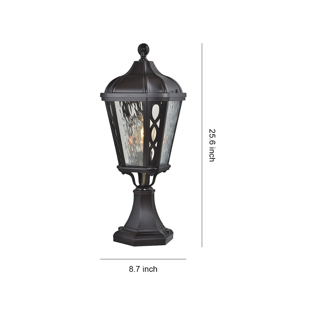 Black post light dimensions and installation guide, classic vintage outdoor design illustration