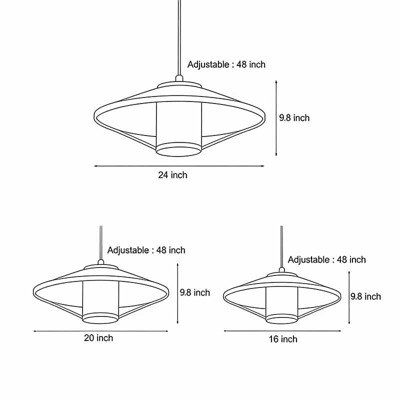 Technical diagram of black rattan pendant light showing dimensions and installation details.
