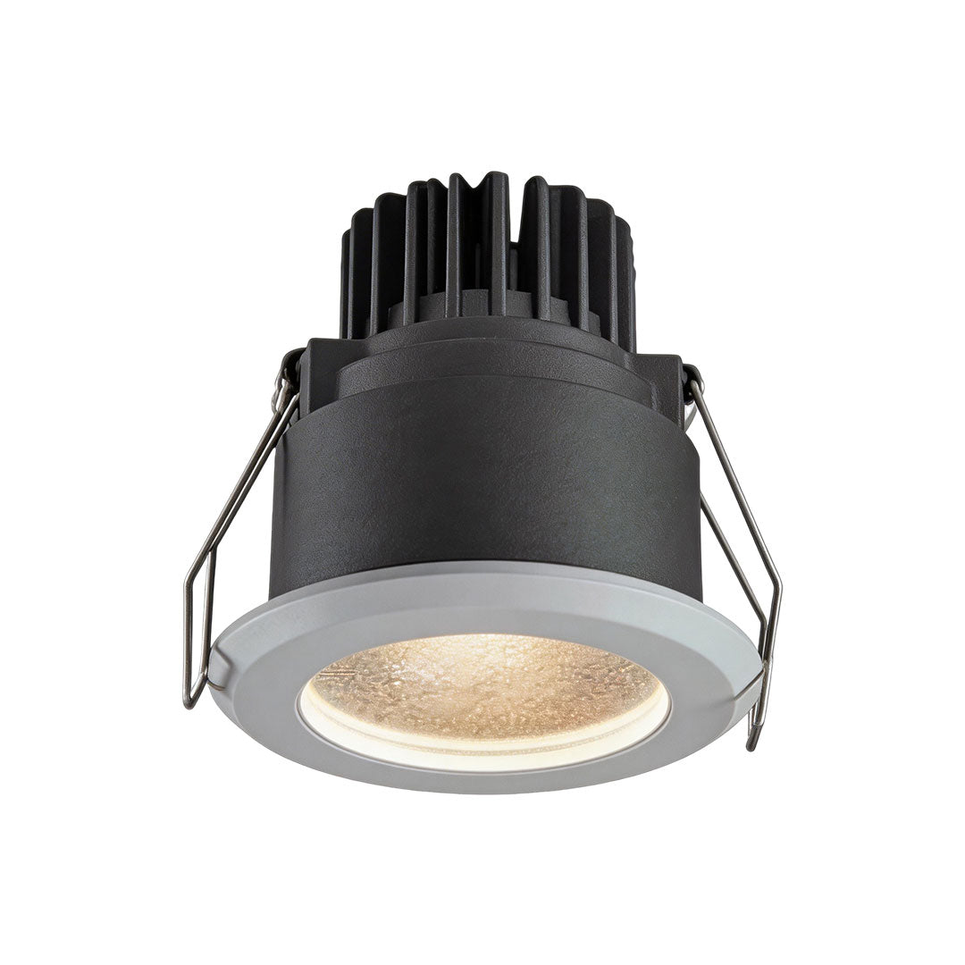 Durable black recessed ceiling spotlights with a frosted lens and high-quality metal finish.