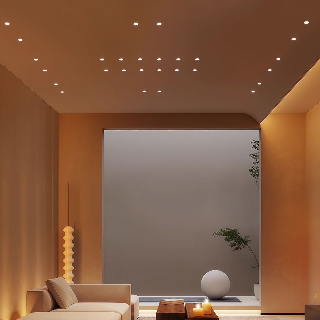 Sleek black recessed glass shade chandelier light with deep-set design for contemporary interior spaces.