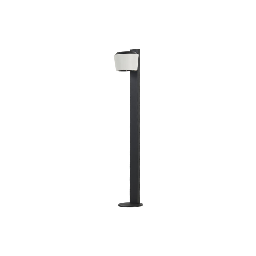 Minimalist black garden lights path fixture with a rectangular head shown against a plain white background.