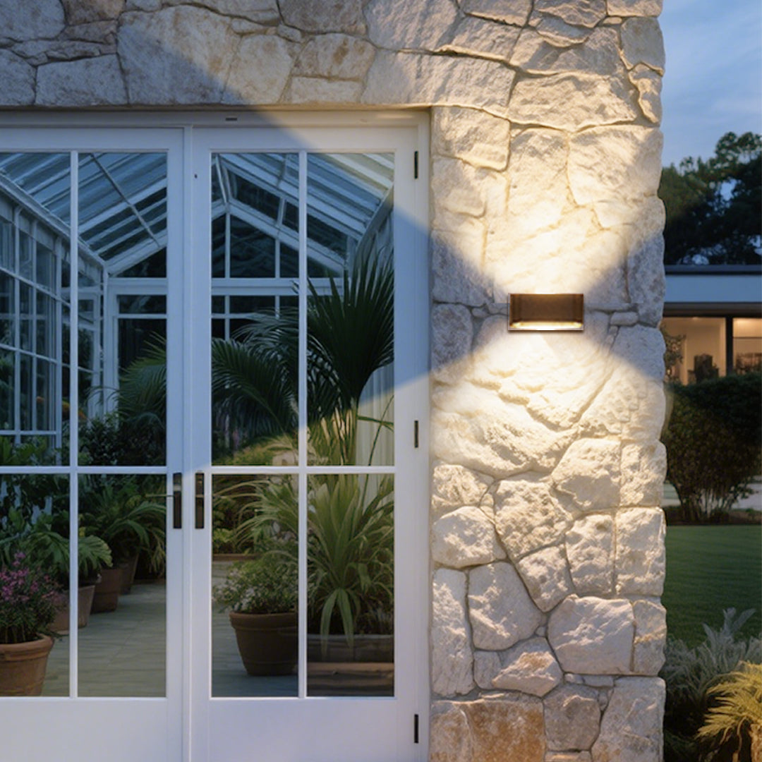 Technical specification drawing showing dimensions and installation details for wall light