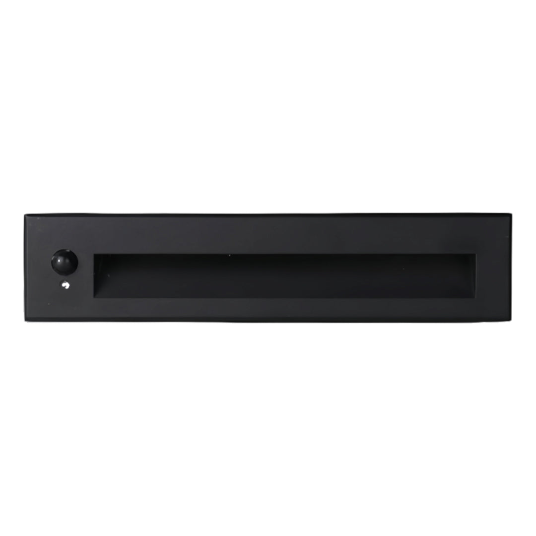 Black sensor deck lights for steps with motion activation and energy efficient operation