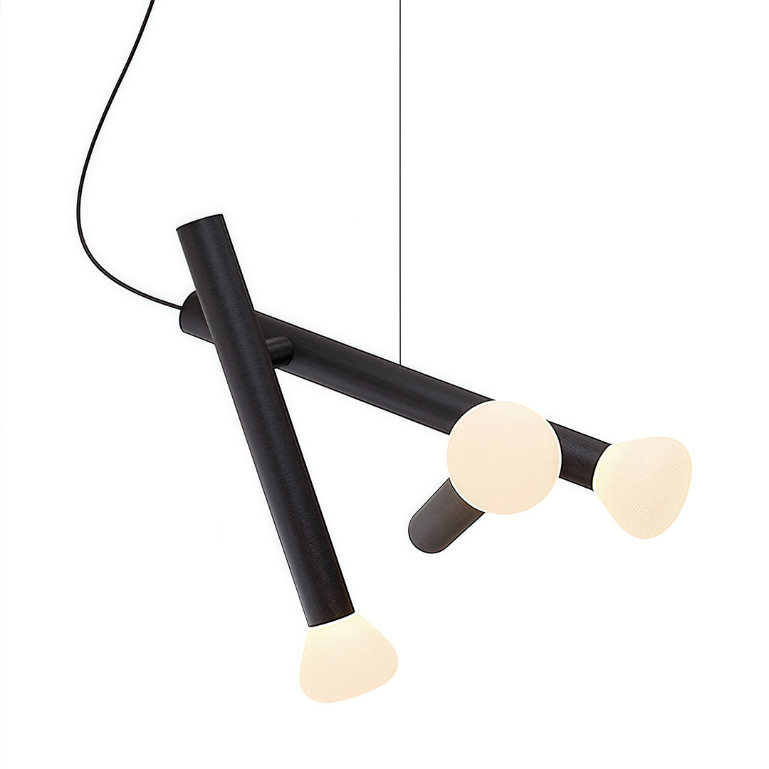 Black small pendant light with dual bulbs, elegant and modern minimalist lighting fixture