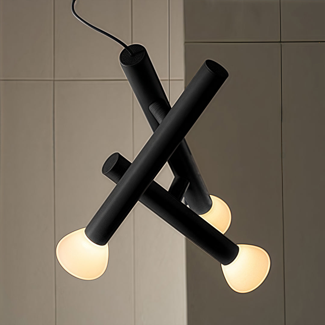 Black small pendant light with three bulbs, contemporary and stylish ceiling lighting