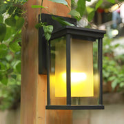 Black Square Outdoor Wall Lantern with Double Glass Shade