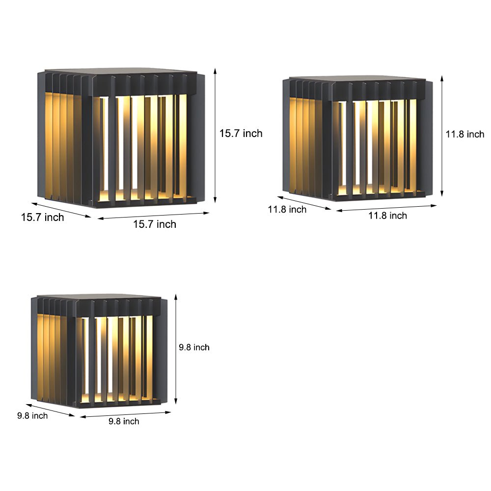 Black Square Pier - Mount Outdoor Post Light Garden Wired Solar Pillar Light