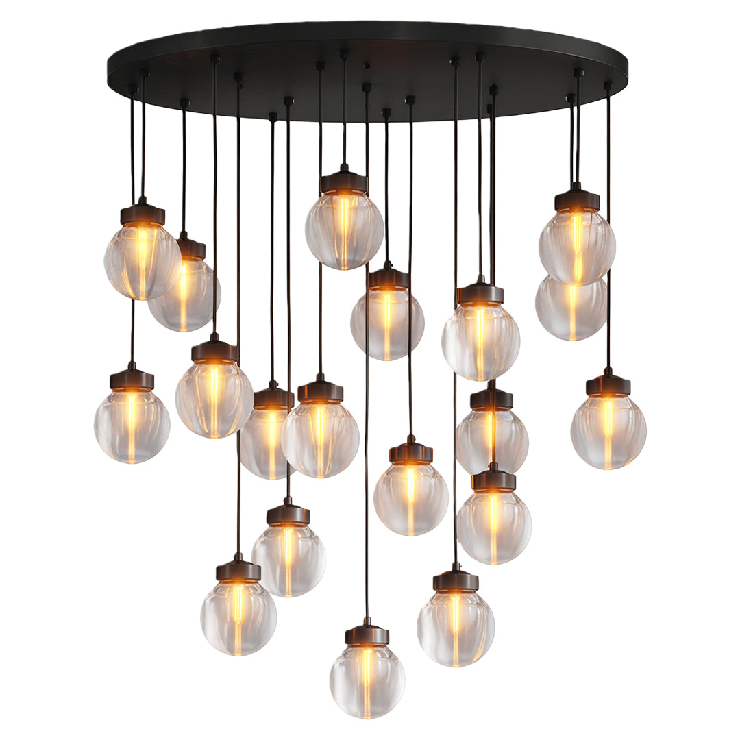 Modern luxury chandeliers inspired glass semi flush mount lighting in black with tiered glass pendants