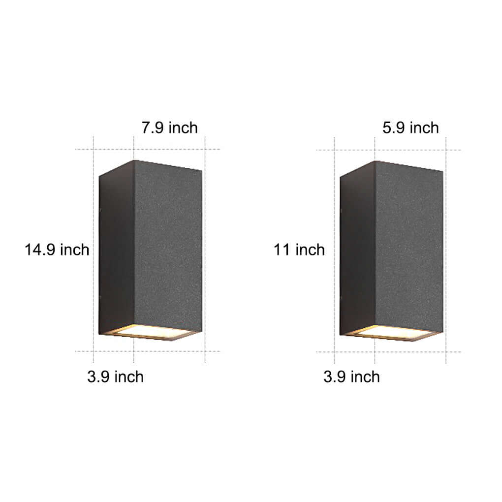 Black up down wall light size and dimension reference image