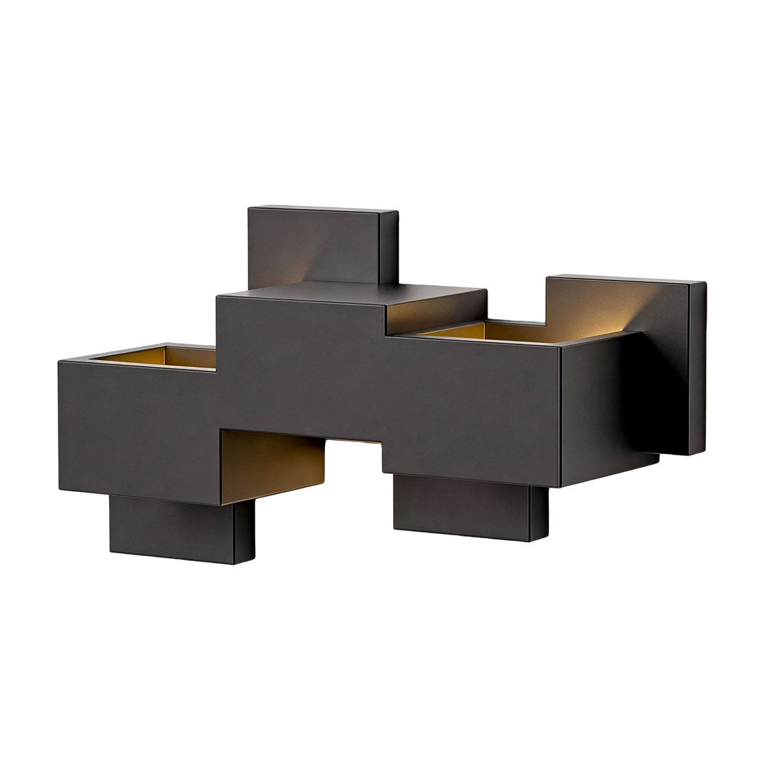 Black up down wall lights with a sleek design, providing ambient lighting.