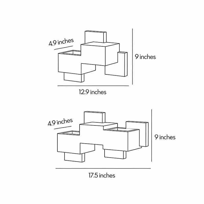 Technical diagram of black up down wall lights showing dimensions and installation details.