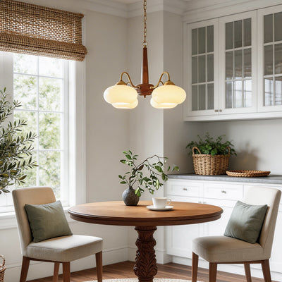 Black Walnut Brass Chandelier LED Nordic Ceiling Light