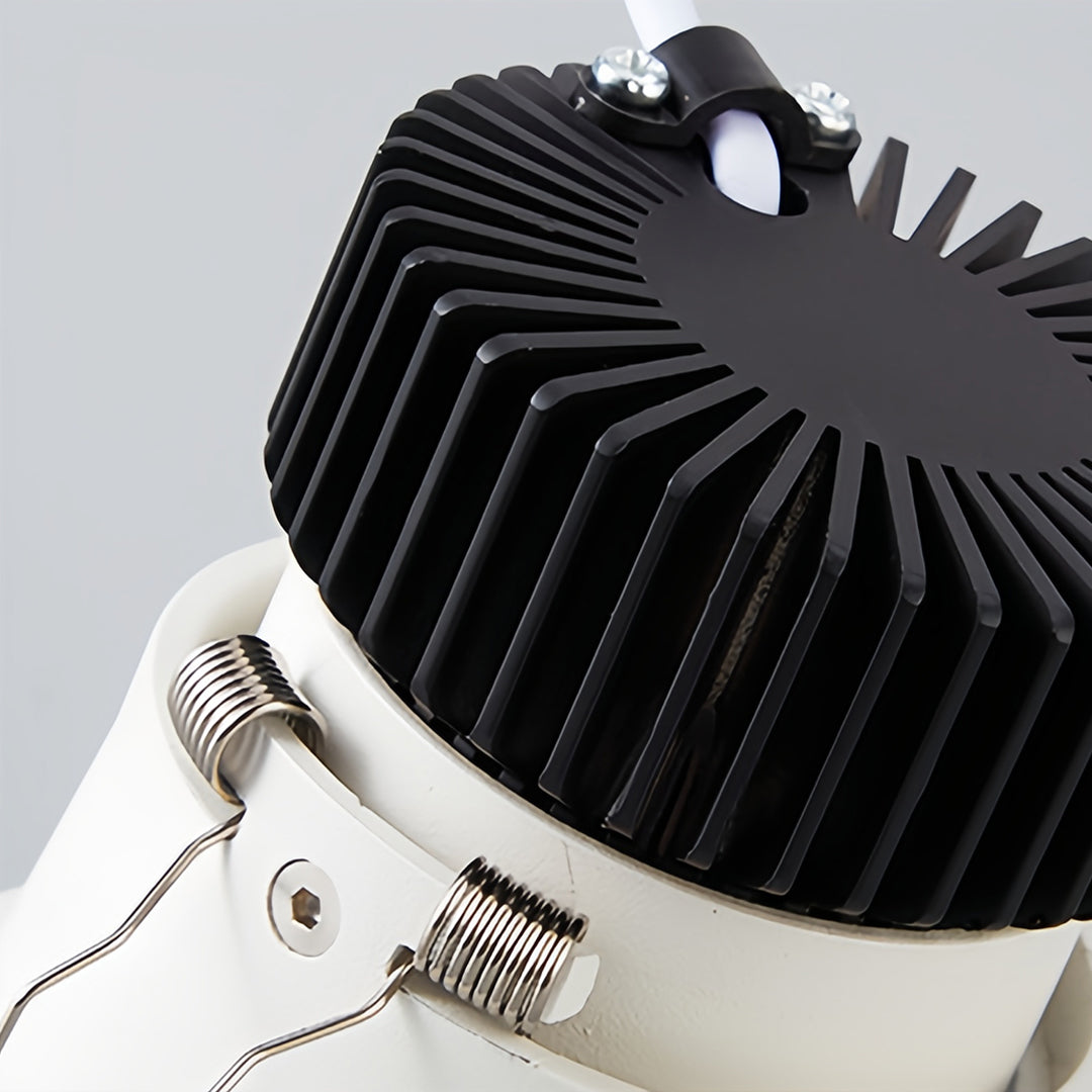 Black and white square recessed downlights with adjustable COB LED for versatile lighting