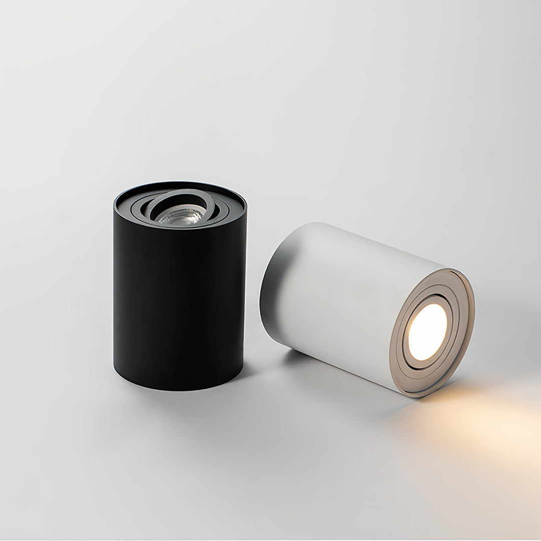 Black and white surface mounted downlight combination displayed for modern lighting comparison