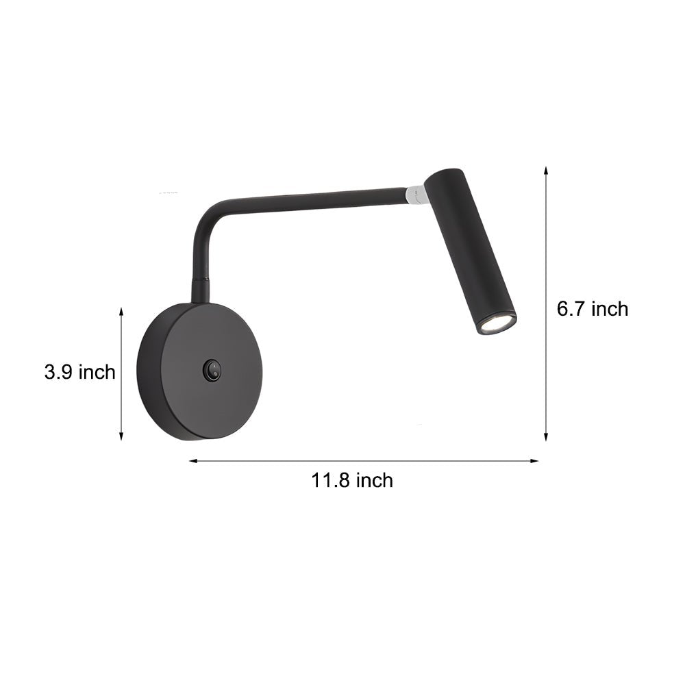 Black/White Tube LED Swing Arm Wall Light Adjustable Wall - Mounted Spotlight Bedroom Sconce Lamp
