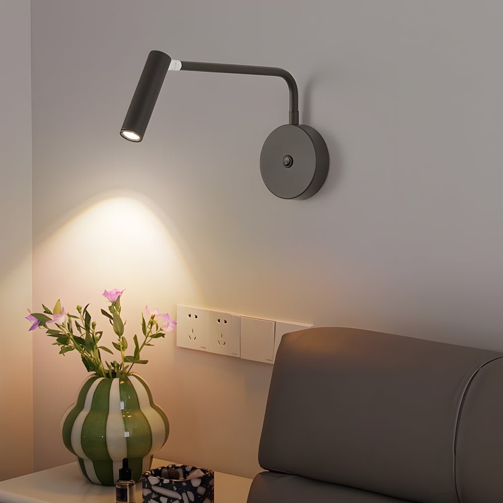 Black/White Tube LED Swing Arm Wall Light Adjustable Wall - Mounted Spotlight Bedroom Sconce Lamp