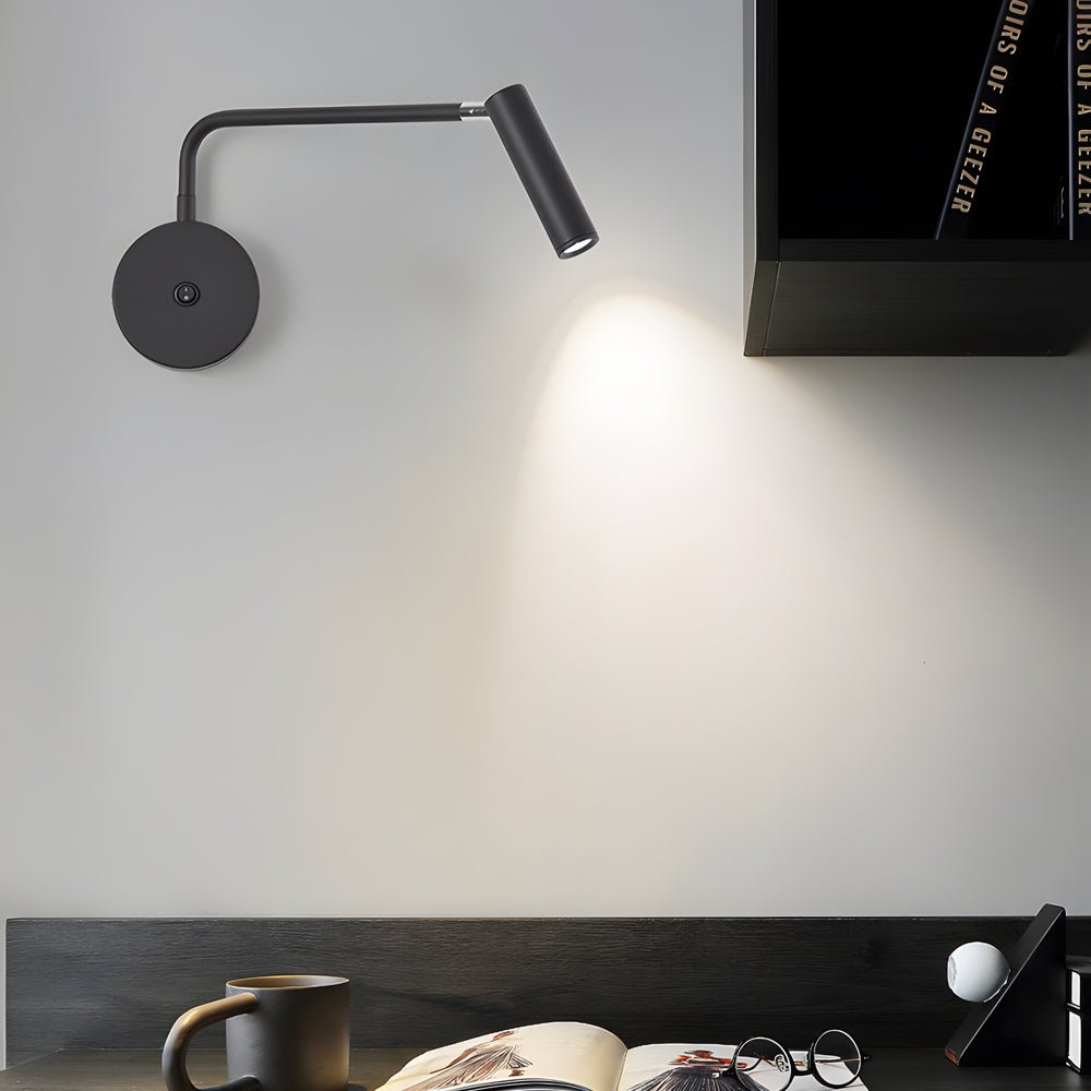 Black/White Tube LED Swing Arm Wall Light Adjustable Wall - Mounted Spotlight Bedroom Sconce Lamp
