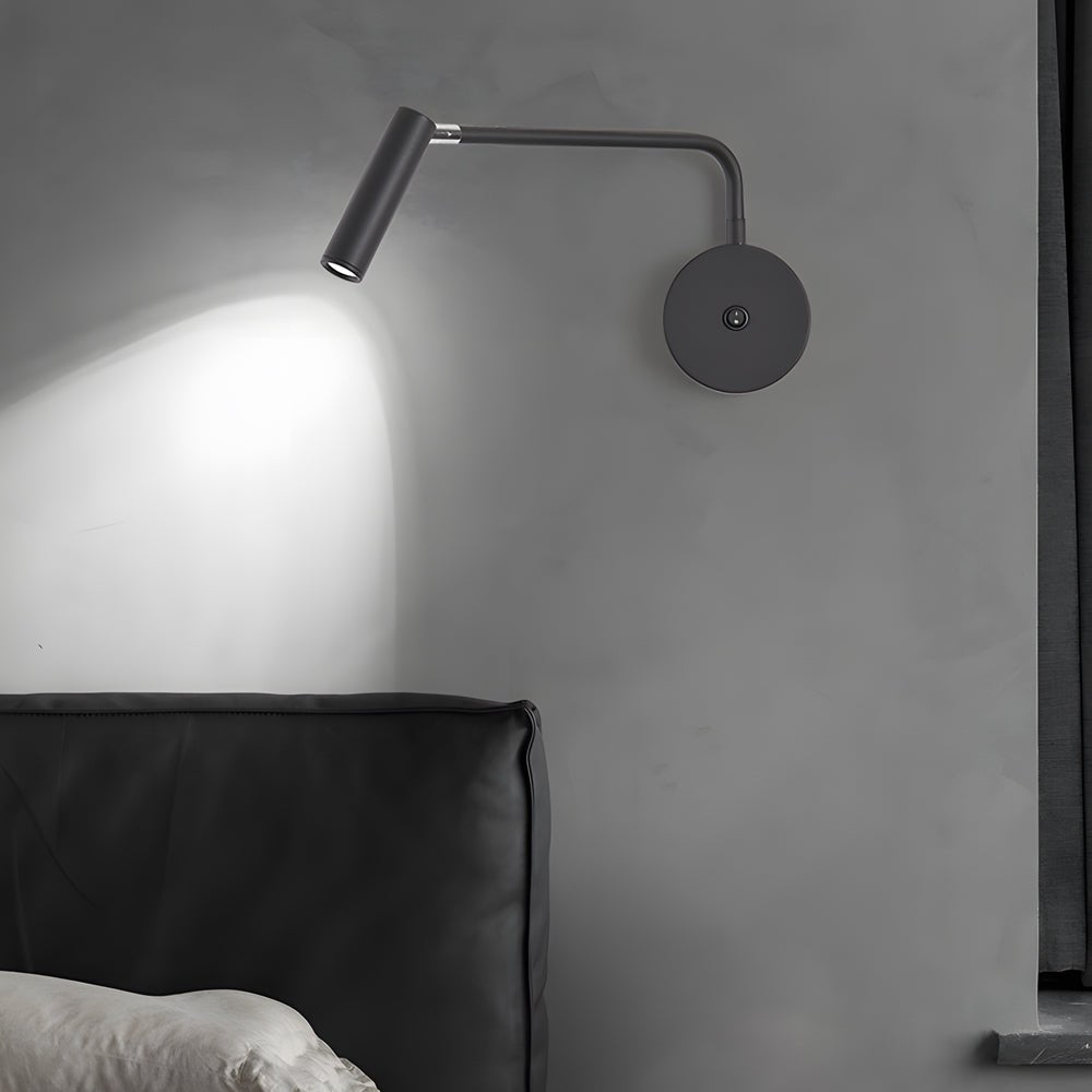 Black/White Tube LED Swing Arm Wall Light Adjustable Wall - Mounted Spotlight Bedroom Sconce Lamp