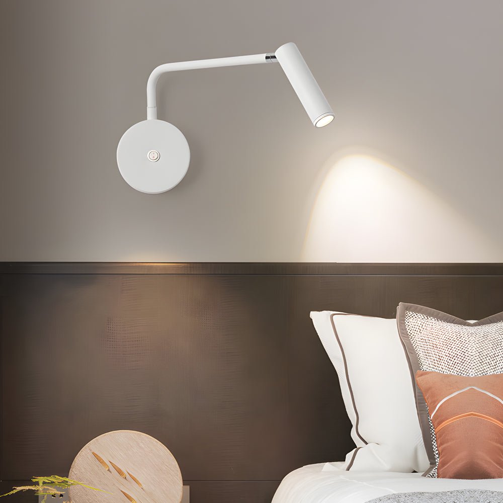 Black/White Tube LED Swing Arm Wall Light Adjustable Wall - Mounted Spotlight Bedroom Sconce Lamp