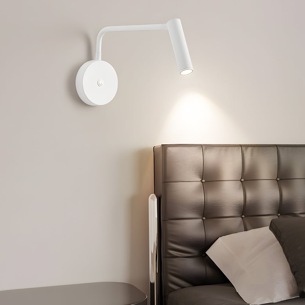 Black/White Tube LED Swing Arm Wall Light Adjustable Wall - Mounted Spotlight Bedroom Sconce Lamp