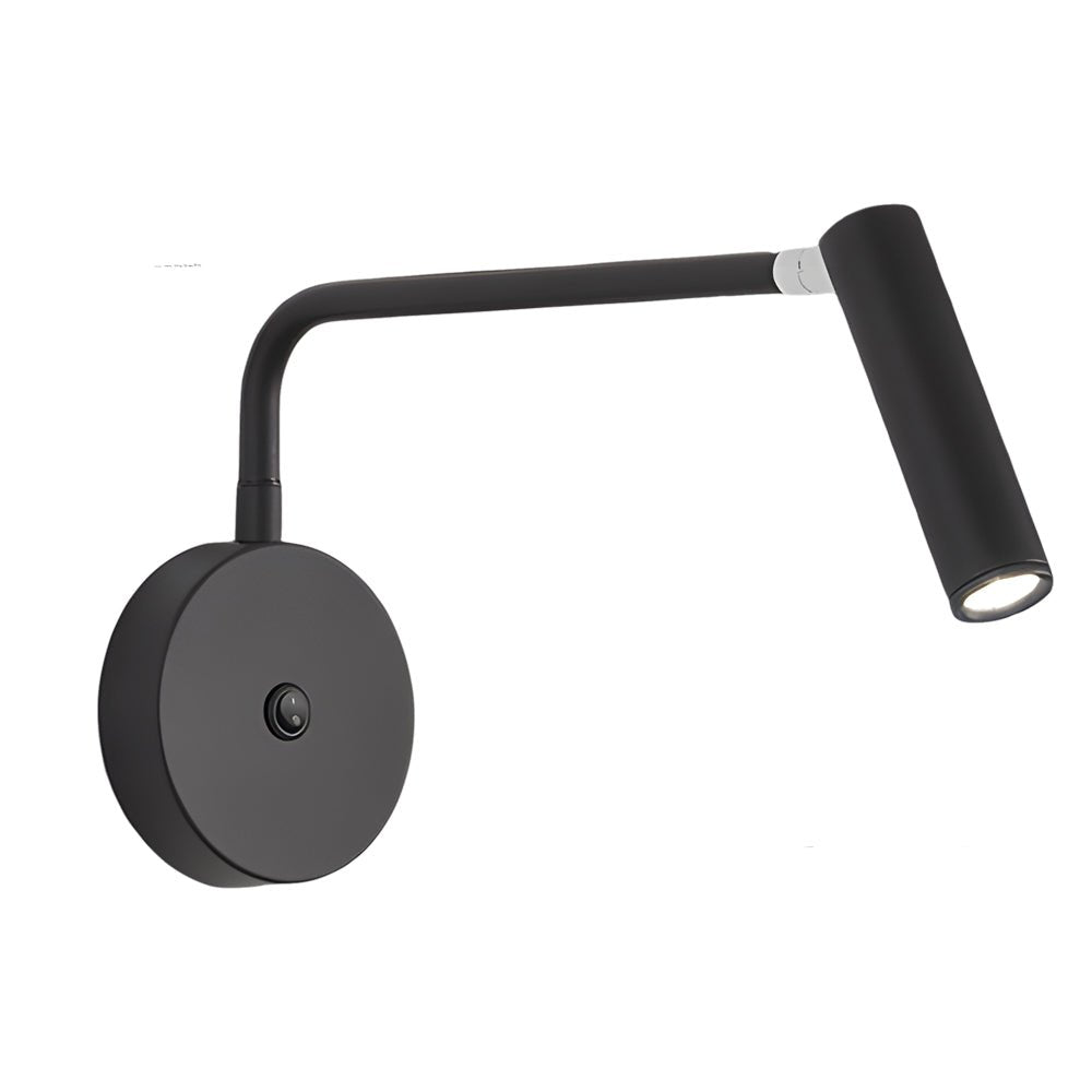 Black/White Tube LED Swing Arm Wall Light Adjustable Wall - Mounted Spotlight Bedroom Sconce Lamp