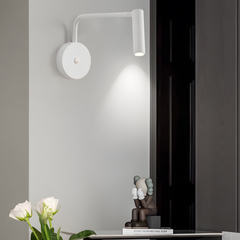 Black/White Tube LED Swing Arm Wall Light Adjustable Wall - Mounted Spotlight Bedroom Sconce Lamp