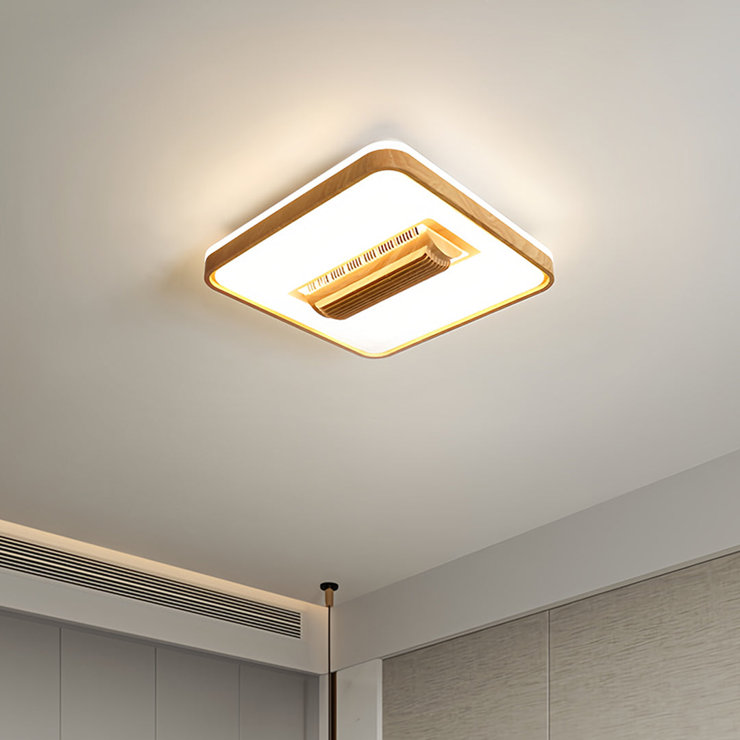 Bladeless ceiling fan with LED light in stylish interior with diamond shape providing silent operation and bright lighting