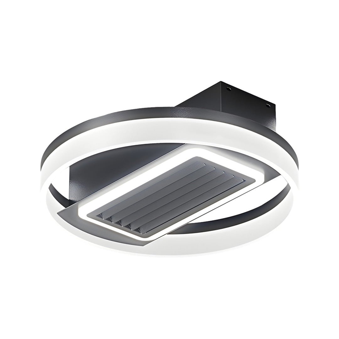 Bladeless fan lamp with a futuristic design, offering gentle lighting and a refreshing breeze.