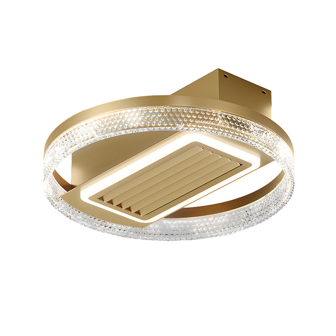 Sleek and modern bladeless fan lamp mounted on the ceiling, perfect for any contemporary home.