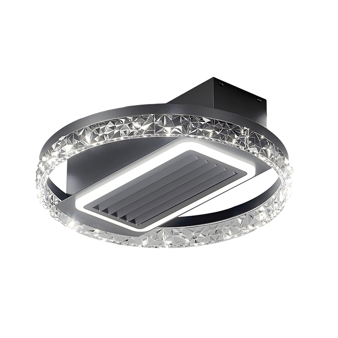 Elegant bladeless fan lamp with soft lighting, designed to complement modern decor in any room.