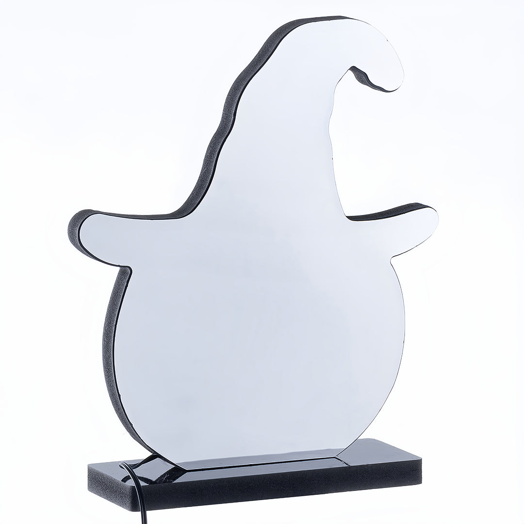 Blank acrylic base model of the halloween pumpkin lights with a ghost-like silhouette before LED illumination.