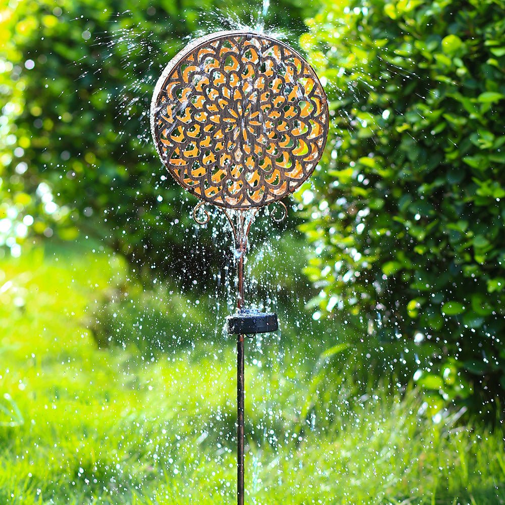 Bohemian Solar Hollow Drum Light LED Metal Outdoor Garden Lamp