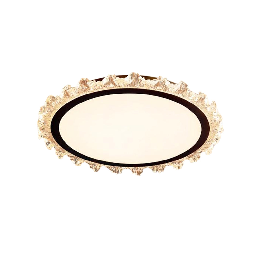 Bold black glass shade chandelier featuring modern oval design with decorative trim