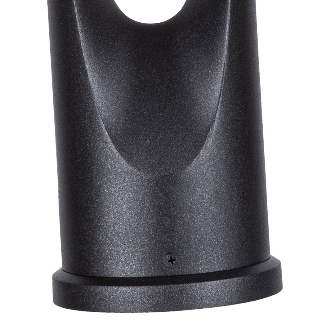 Close-up view of bollard light base showing curved cutout detail and mounting configuration