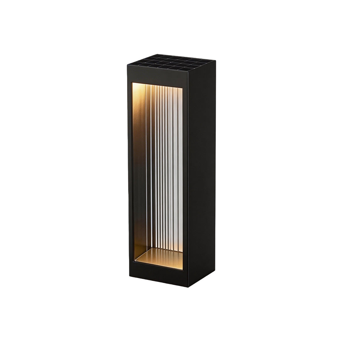 Bollard garden lights with a rectangular design, providing soft illumination.