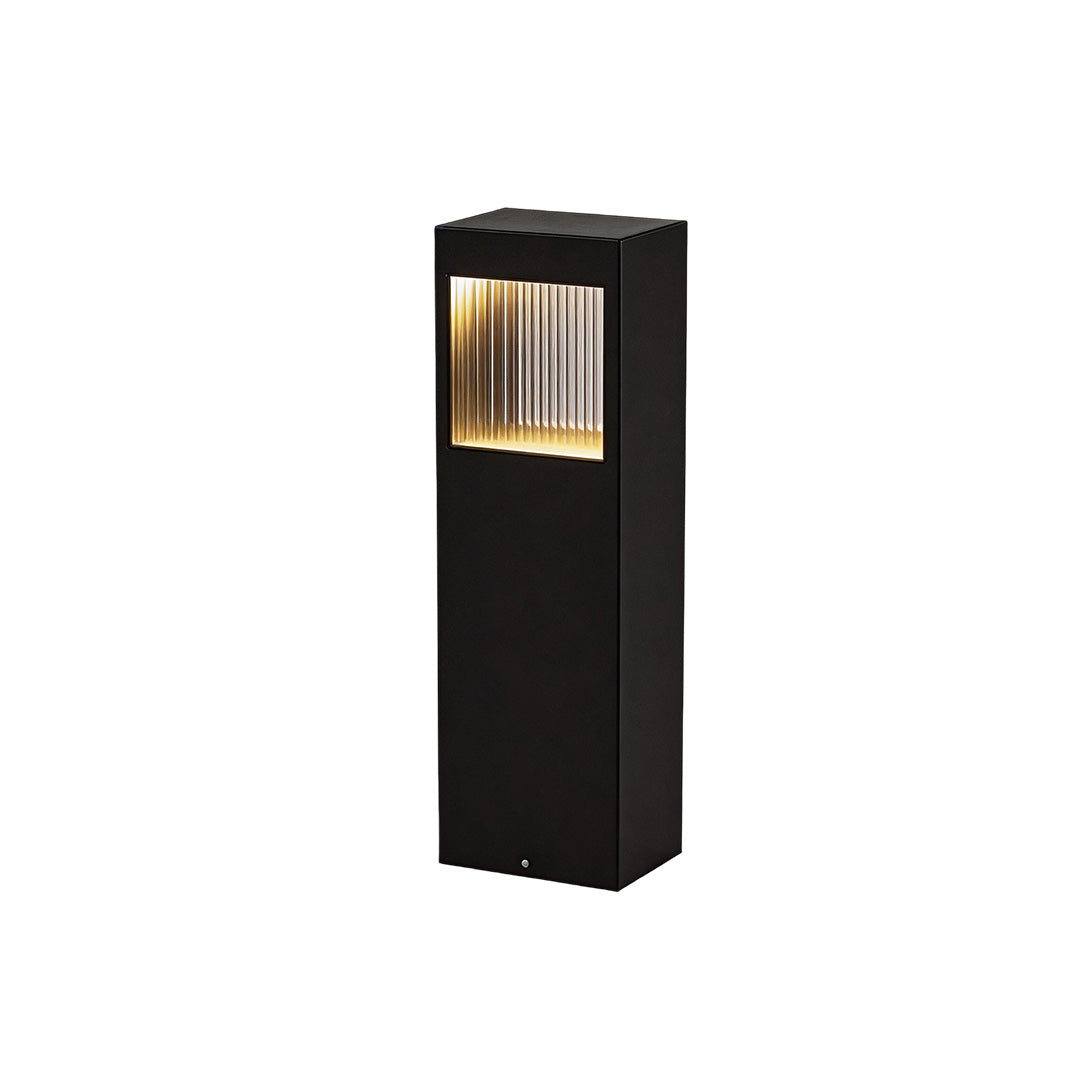 Bollard garden lights with a rectangular design, providing warm illumination.