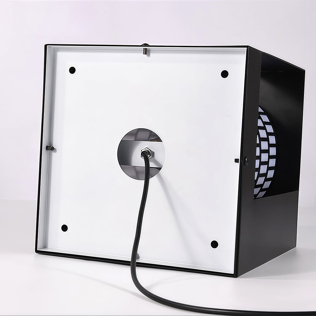 Bottom view of LED bollard landscape light showing power cable connection and stable base design.