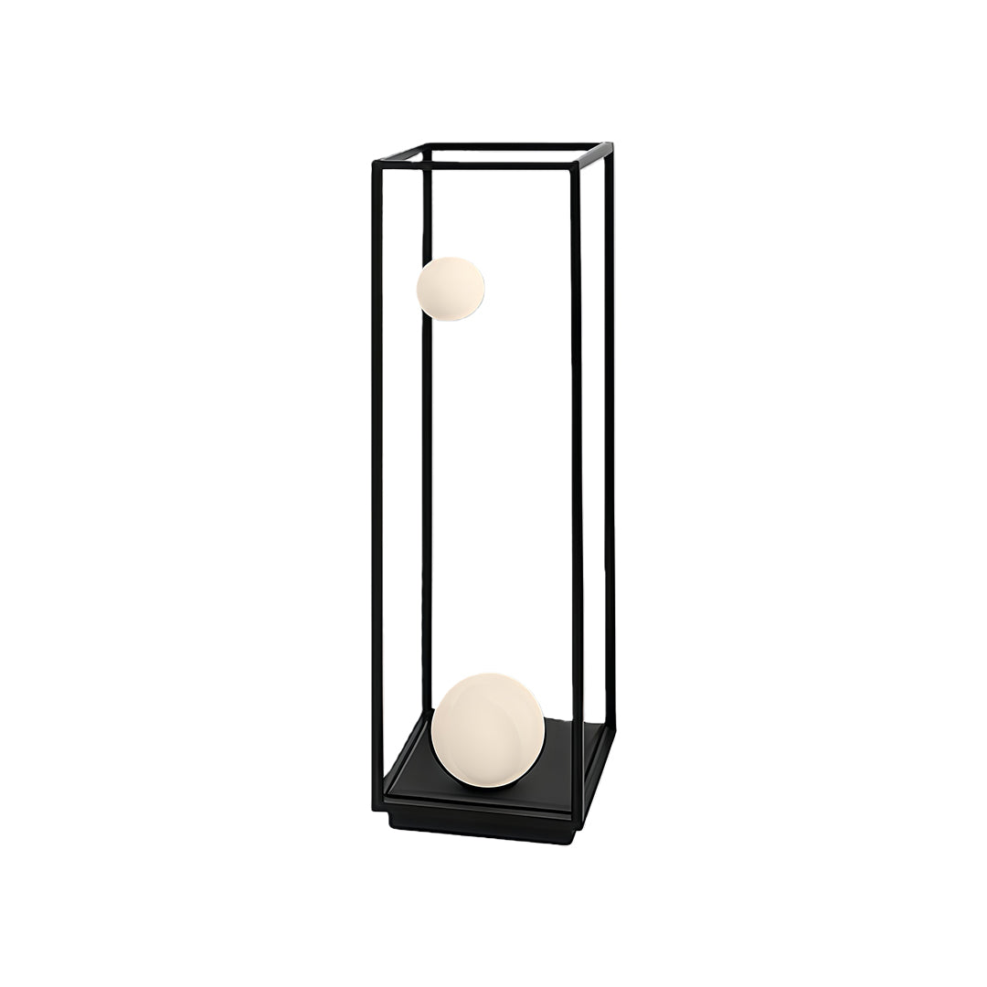 Bollard outdoor lighting with soft glowing spheres, ideal for illuminating garden paths and outdoor areas.