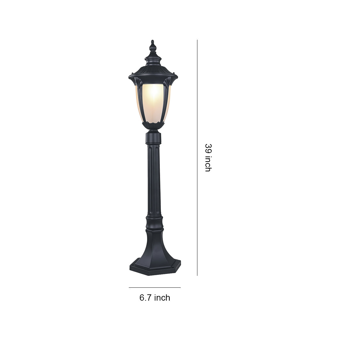 Bollard lights for garden dimensions and installation guide, classic vintage outdoor design illustration