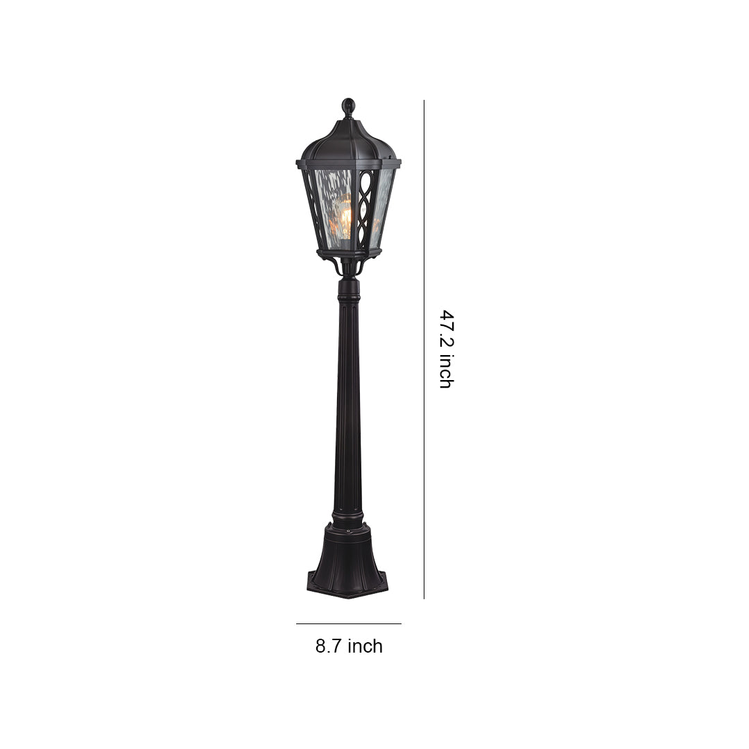 Bollard lights outdoor dimensions and installation guide, classic vintage design illustration