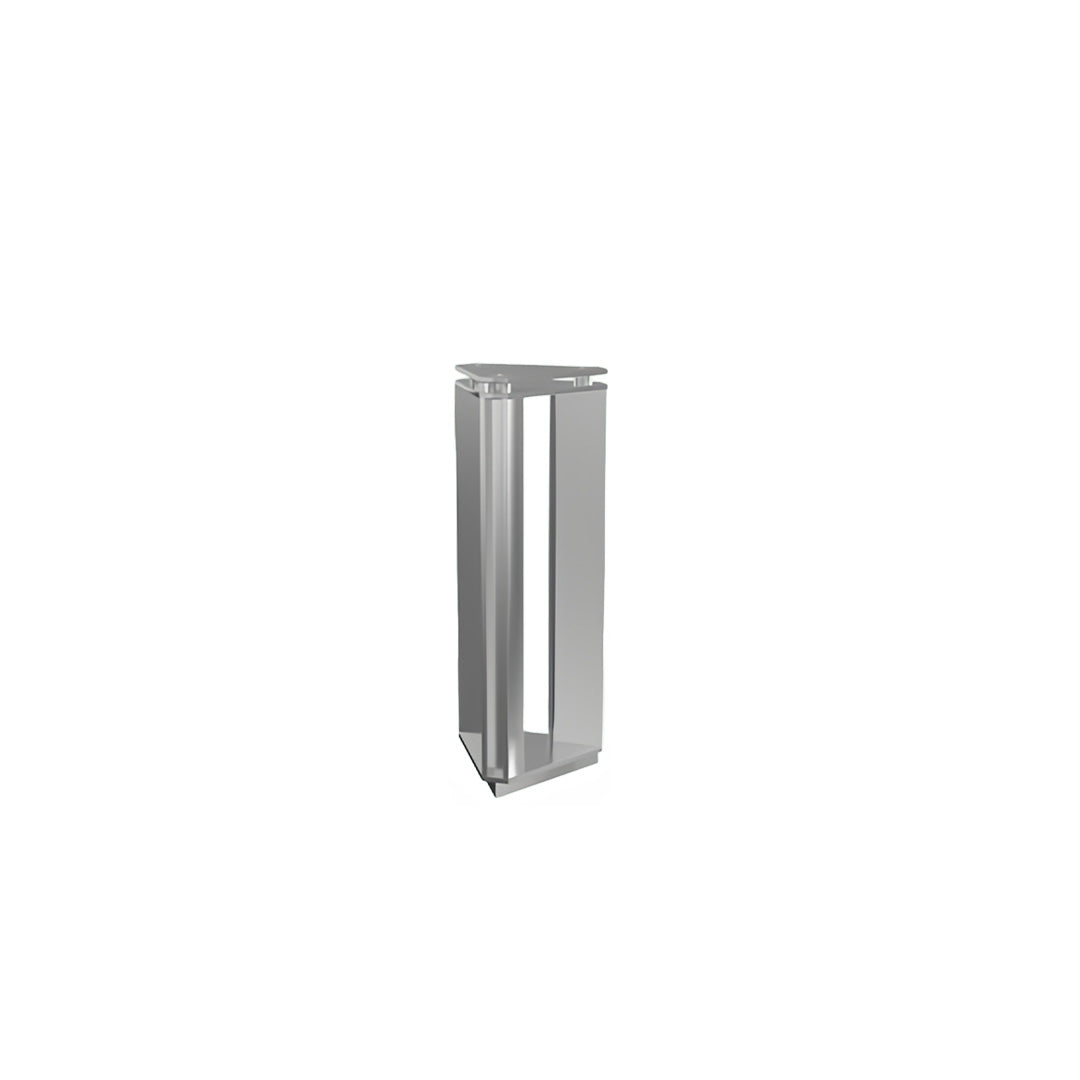 Short bronze bollard outdoor lights with narrow frosted lighting panel shown against a white product background.