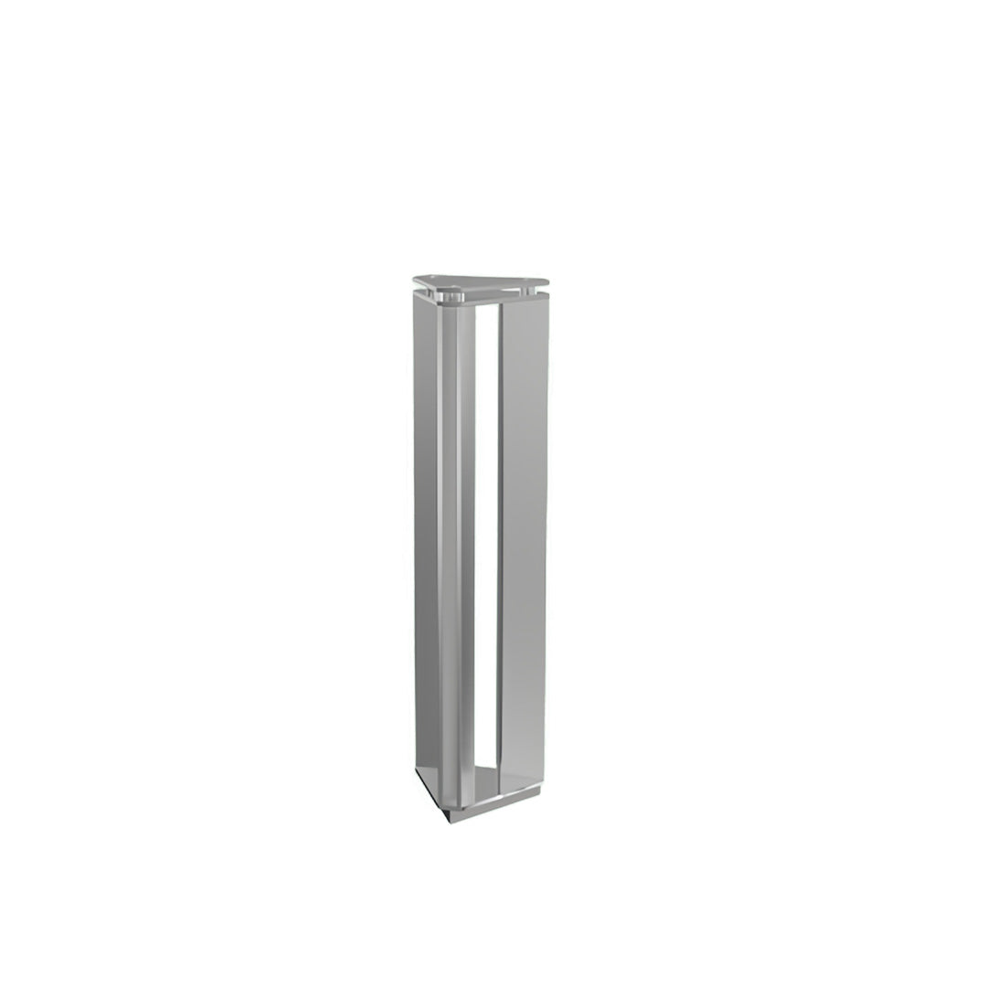 Slim stainless-style bollard outdoor lights with sleek vertical diffuser placed on a white background.