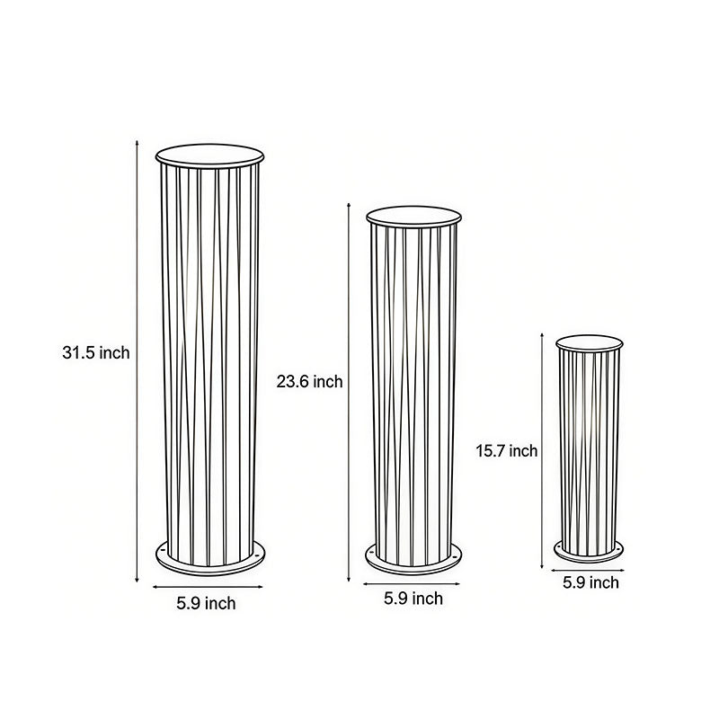 Bollard path light dimension diagram showing multiple height options and measurements.
