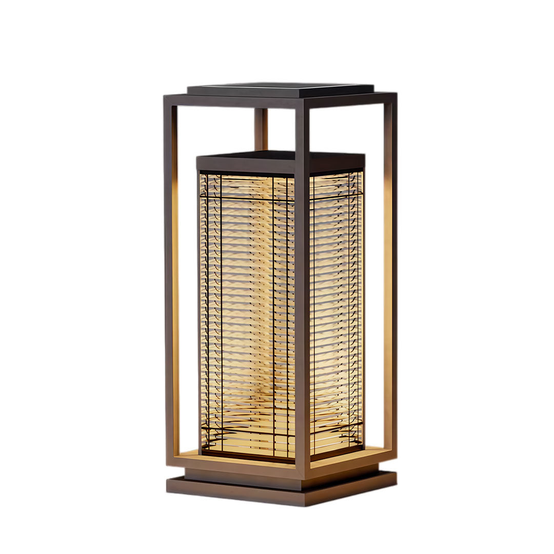 Bollard pathway lighting with a metal finish, enhancing a modern exterior.