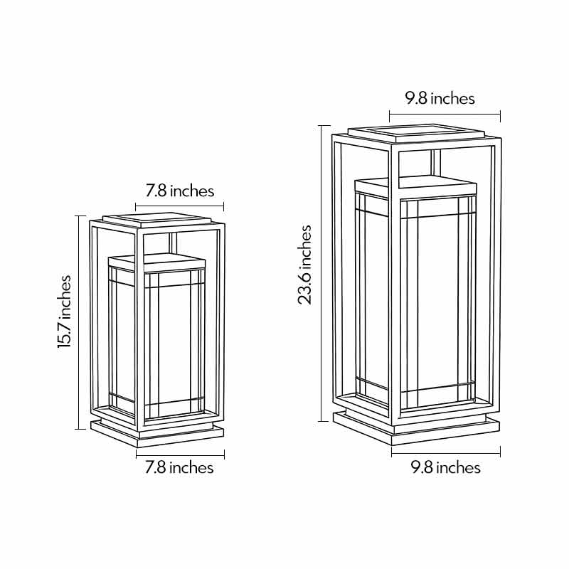 Technical diagram of bollard pathway lighting showing dimensions and installation details.