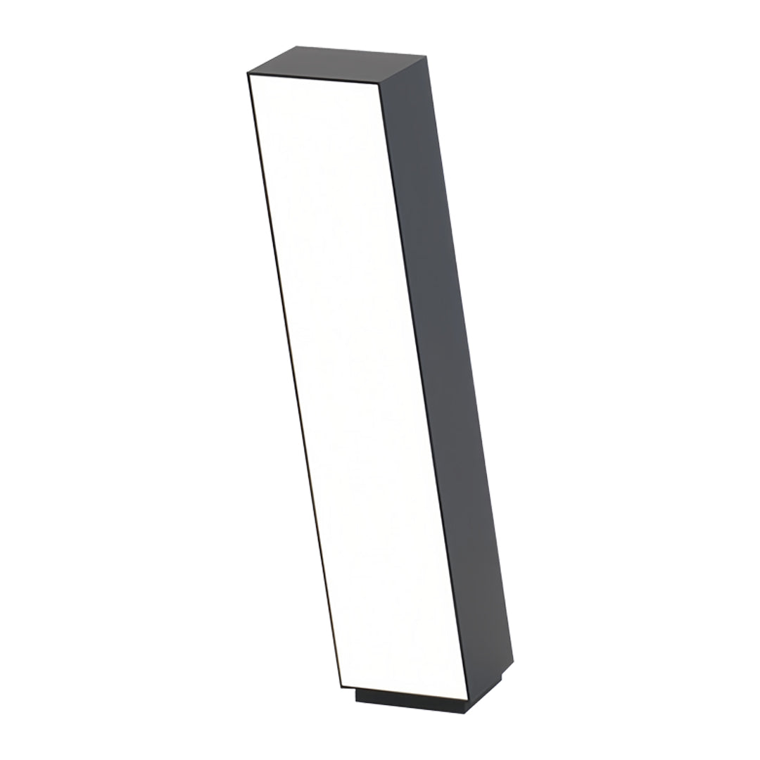 Angled rectangular bollards with lighting featuring a sleek white body and modern silhouette.