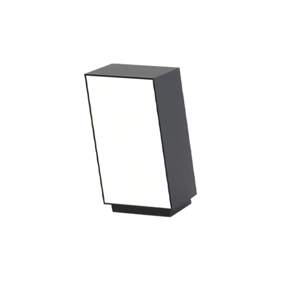 Single slim rectangular bollards with lighting fixture shown on a plain white background.