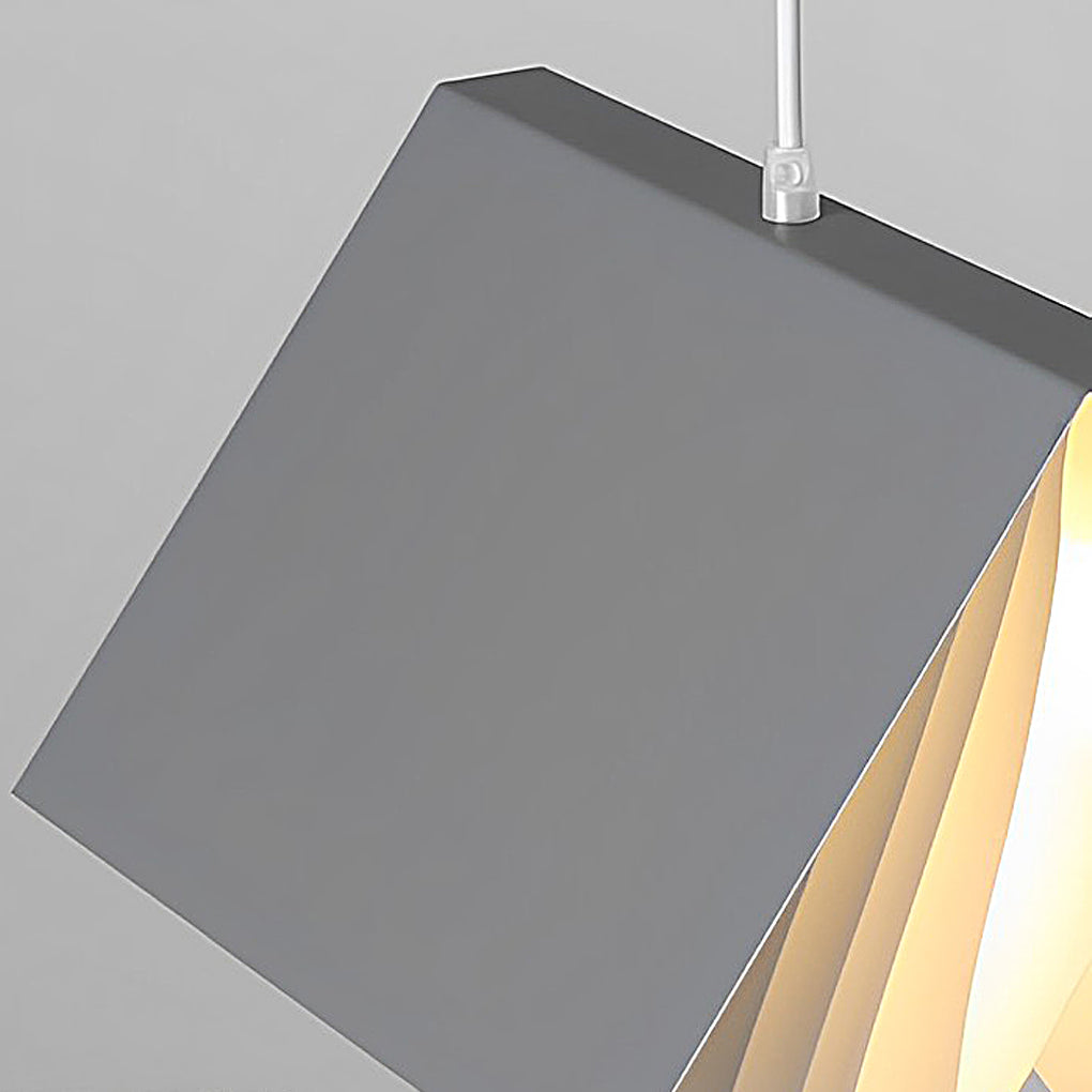 Angled close-up of book pendant light showing layered pages design and clean contemporary finish.