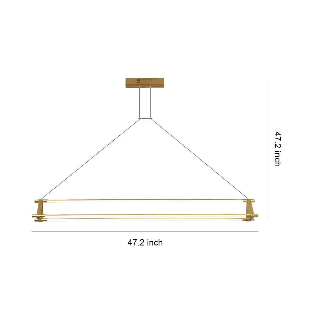 Modern linear pendant lights with brass finish and adjustable cable suspension system for contemporary interiors