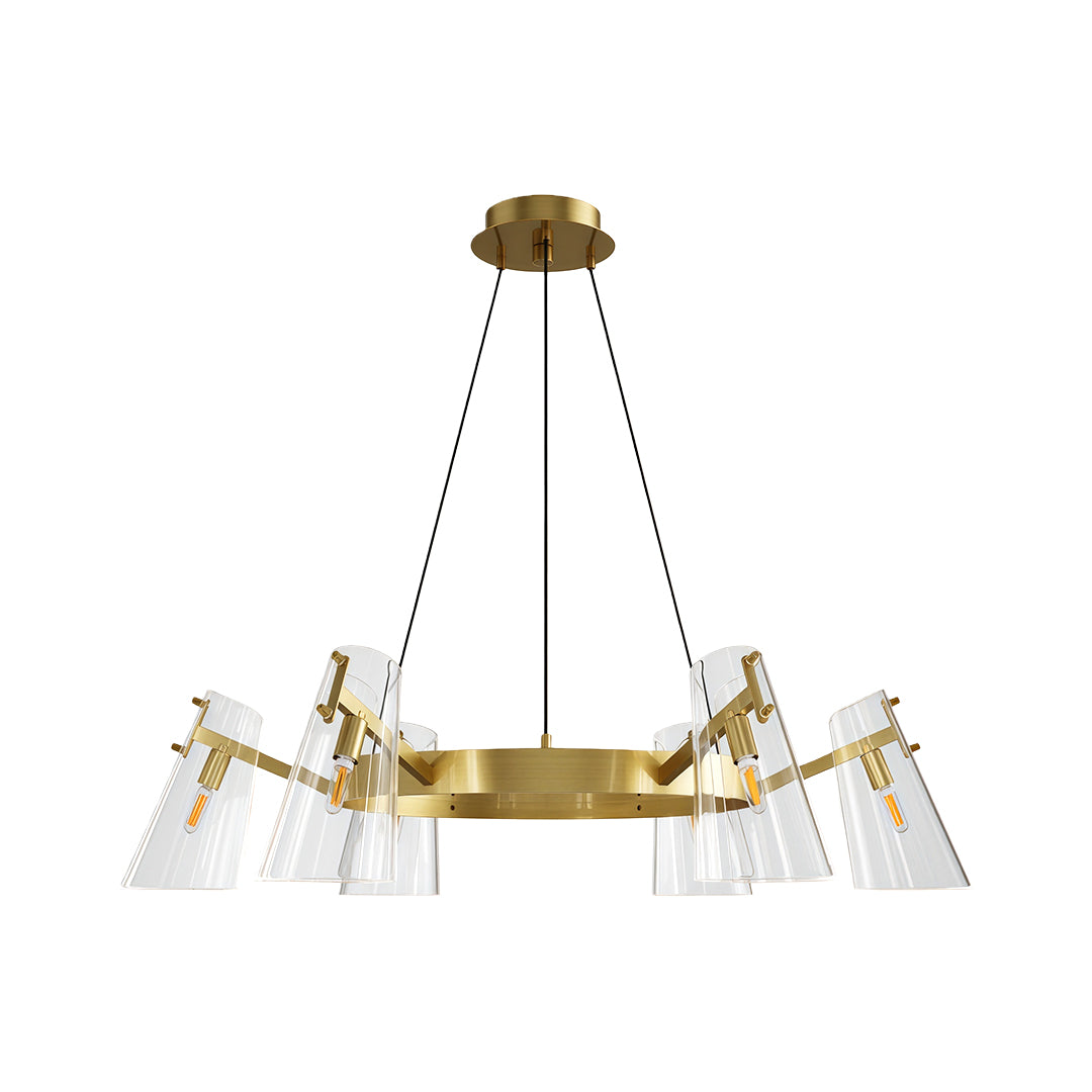Modern luxury chandeliers style glass flush mount lighting with brass and clear glass shades